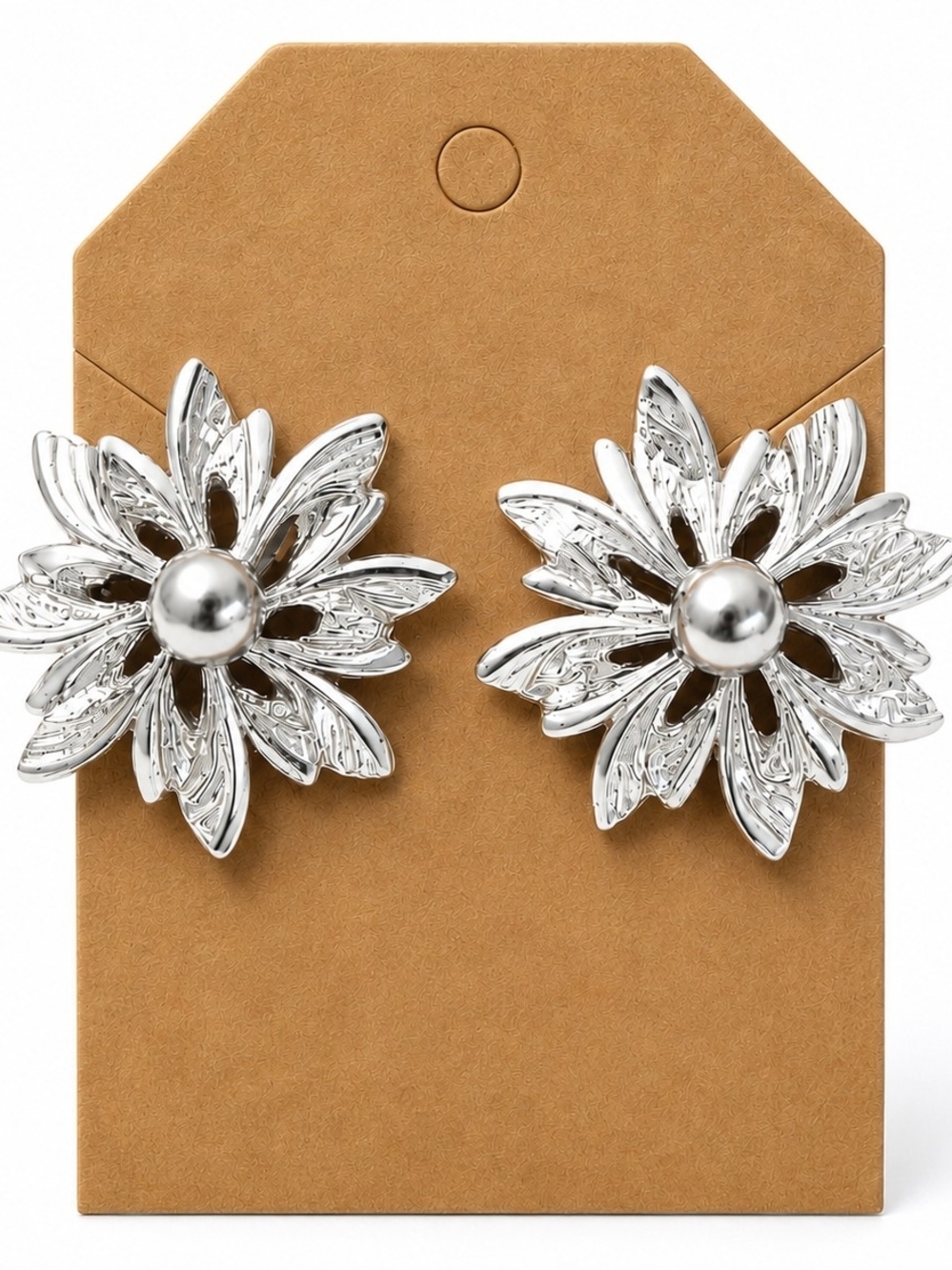 Sarah Coventry Vintage Silver Floral Statement Clip-On Earrings